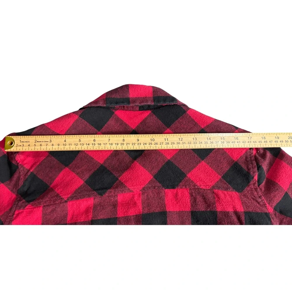 Lucky Brand Red Black Buffalo Plaid Sherpa Lined Shirt Jacket Shacket Mens M‎